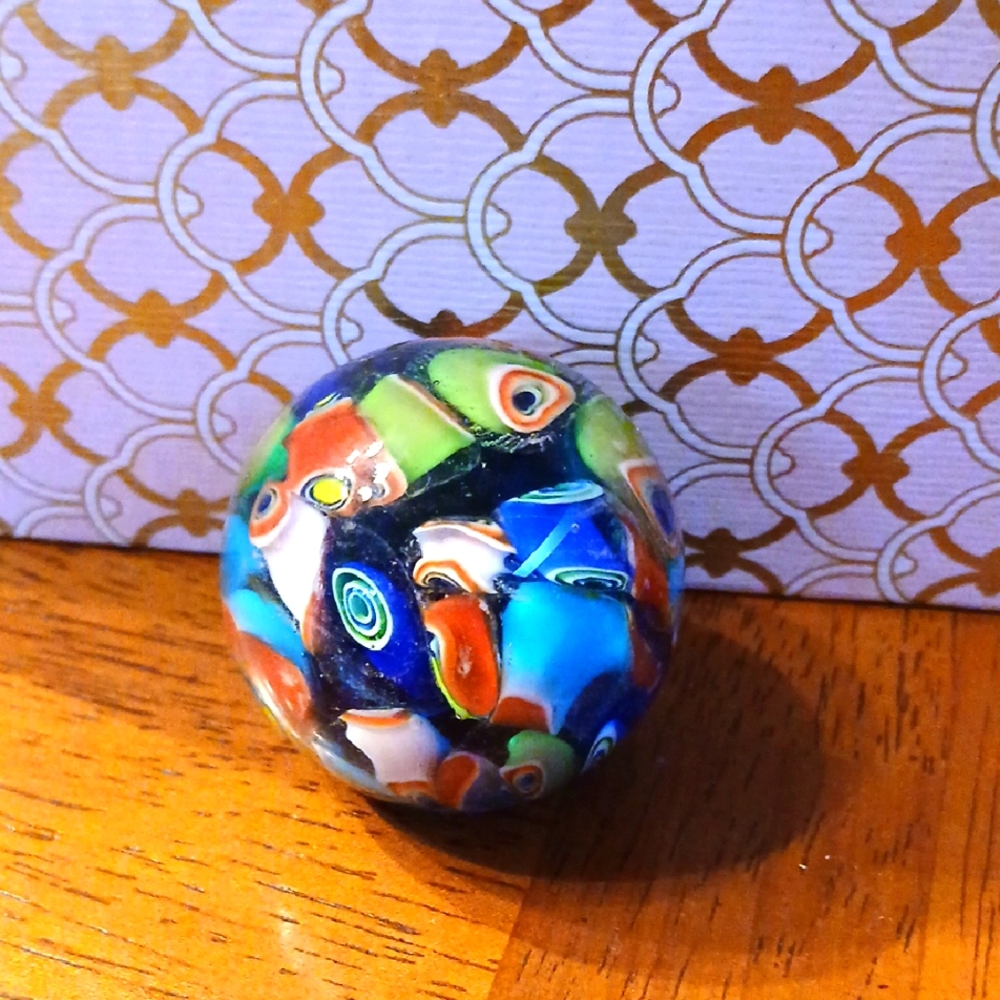 Murano Style Millefiori Glass Small Paperweight